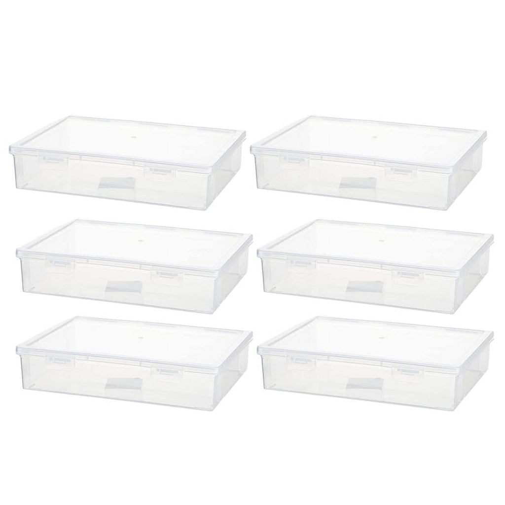 6 Pcs 11In x 8In 2In Plastic Storage Box with Lid Multipurpose Craft Organizer Containers Clear Pencil Case