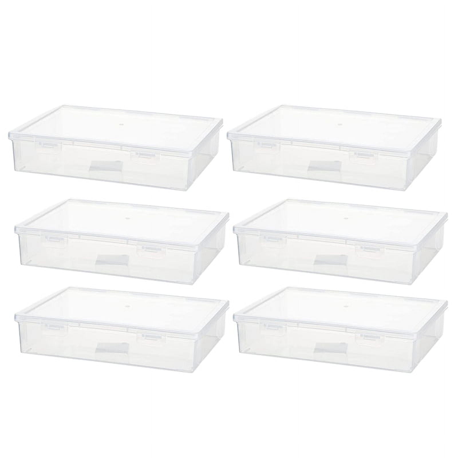 6 Pcs 11In x 8In 2In Plastic Storage Box with Lid Multipurpose Craft Organizer Containers Clear Pencil Case