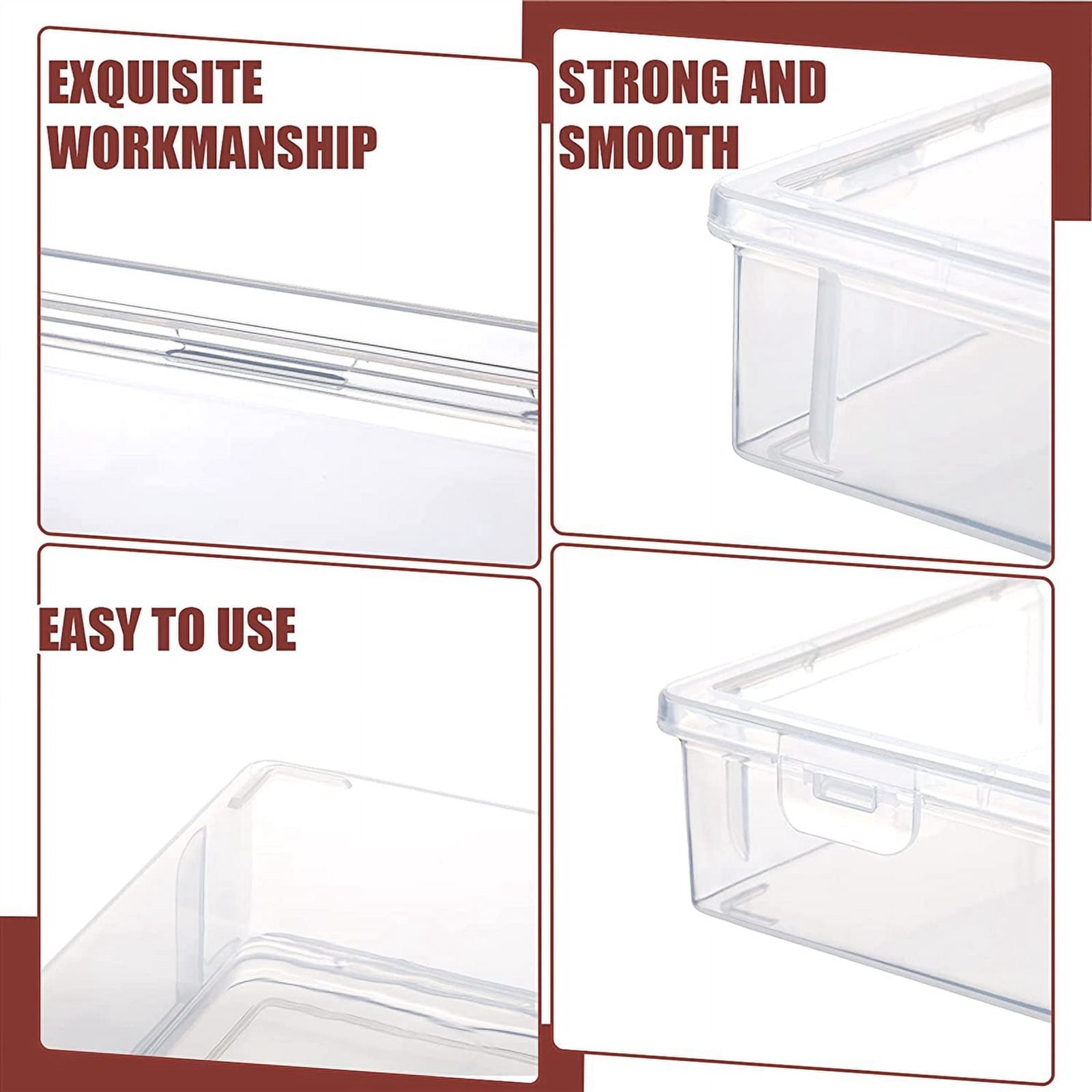 6 Pcs 11In x 8In 2In Plastic Storage Box with Lid Multipurpose Craft Organizer Containers Clear Pencil Case