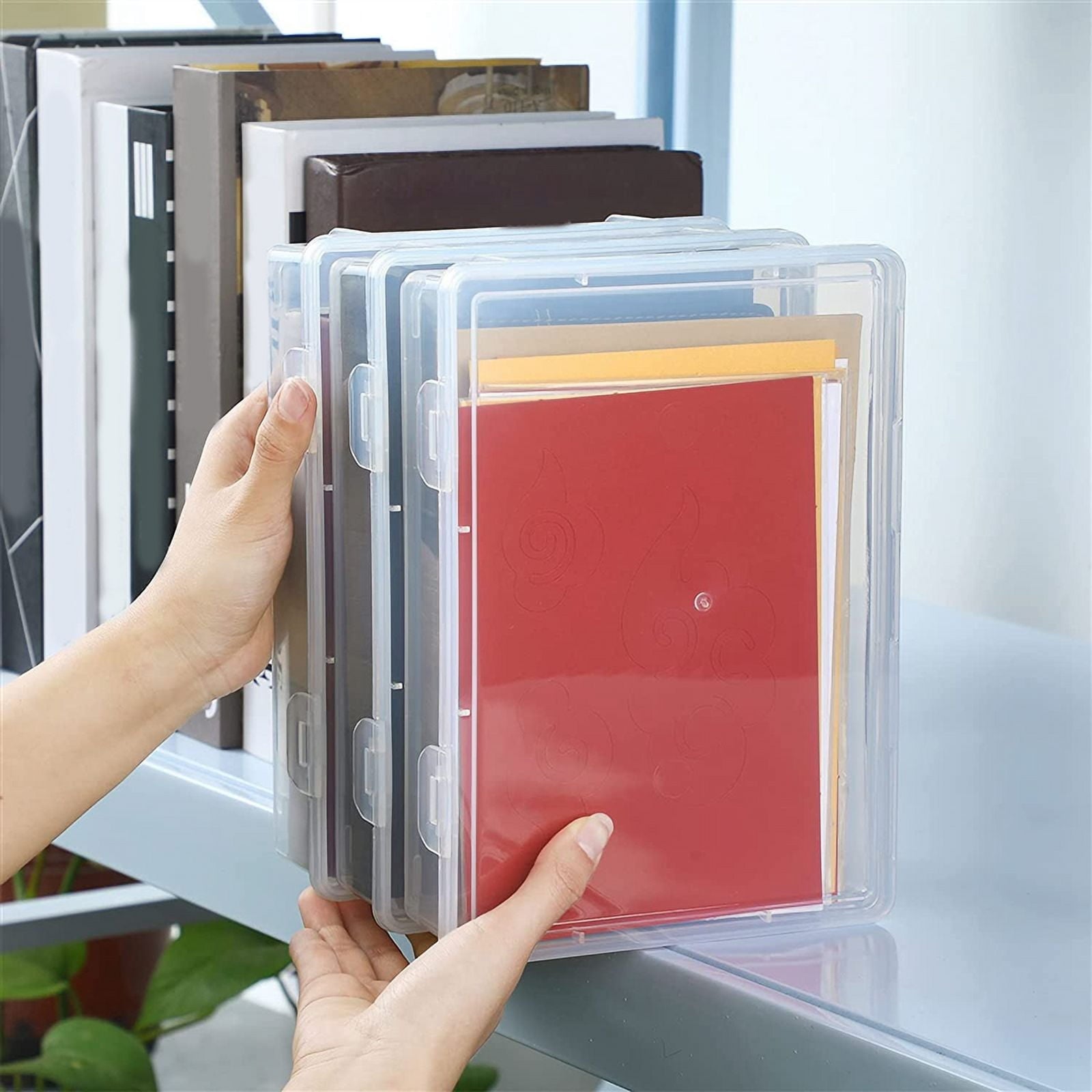 6 Pcs 11In x 8In 2In Plastic Storage Box with Lid Multipurpose Craft Organizer Containers Clear Pencil Case