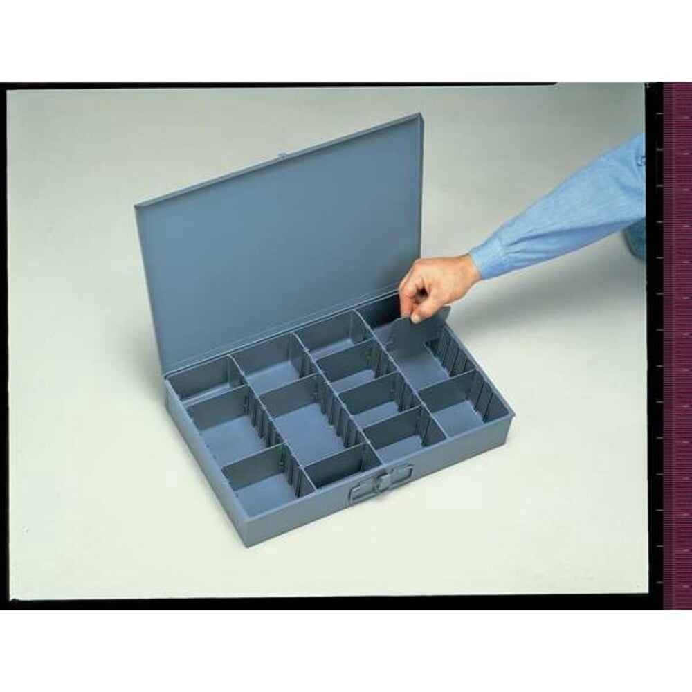 Durham Mfg Gray Compartment Box, 12 In D, 18 In W, 3 In H 119-95-D936