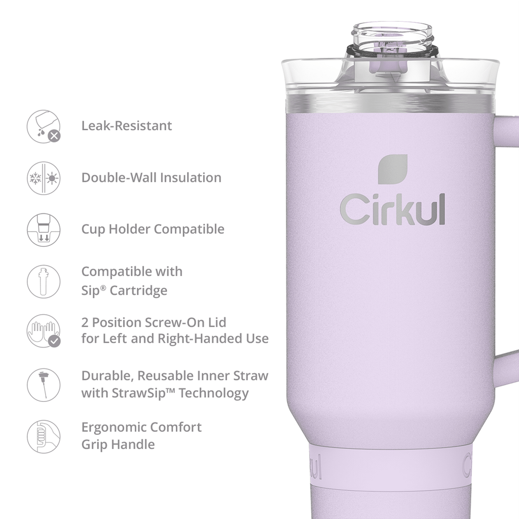 40oz All-Day StrawSip Double-Wall Insulated Stainless Steel Tumbler with Handle, Lilac (Light Purple)