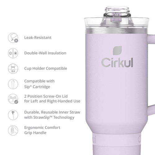 40oz All-Day StrawSip Double-Wall Insulated Stainless Steel Tumbler with Handle, Lilac (Light Purple)