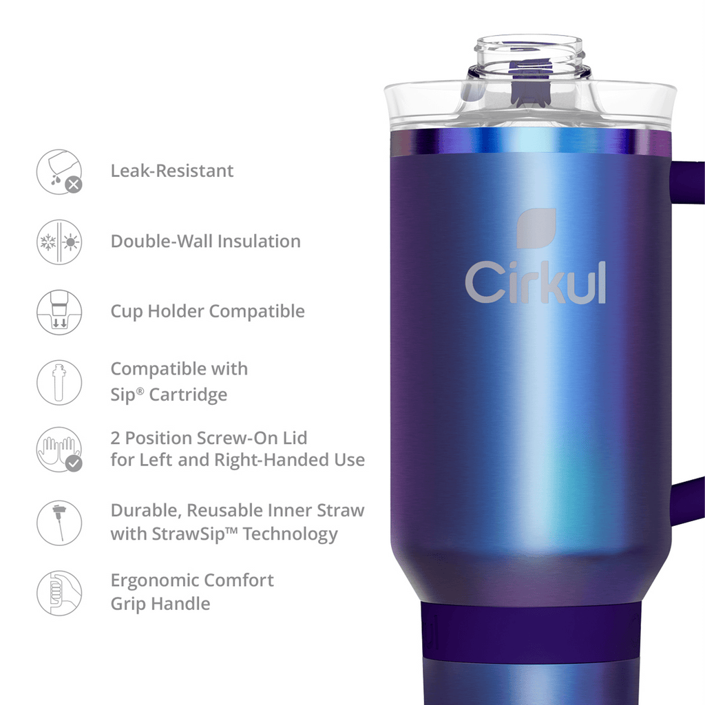 40oz All-Day StrawSip Double-Wall Insulated Stainless Steel Tumbler with Handle, Lilac (Light Purple)