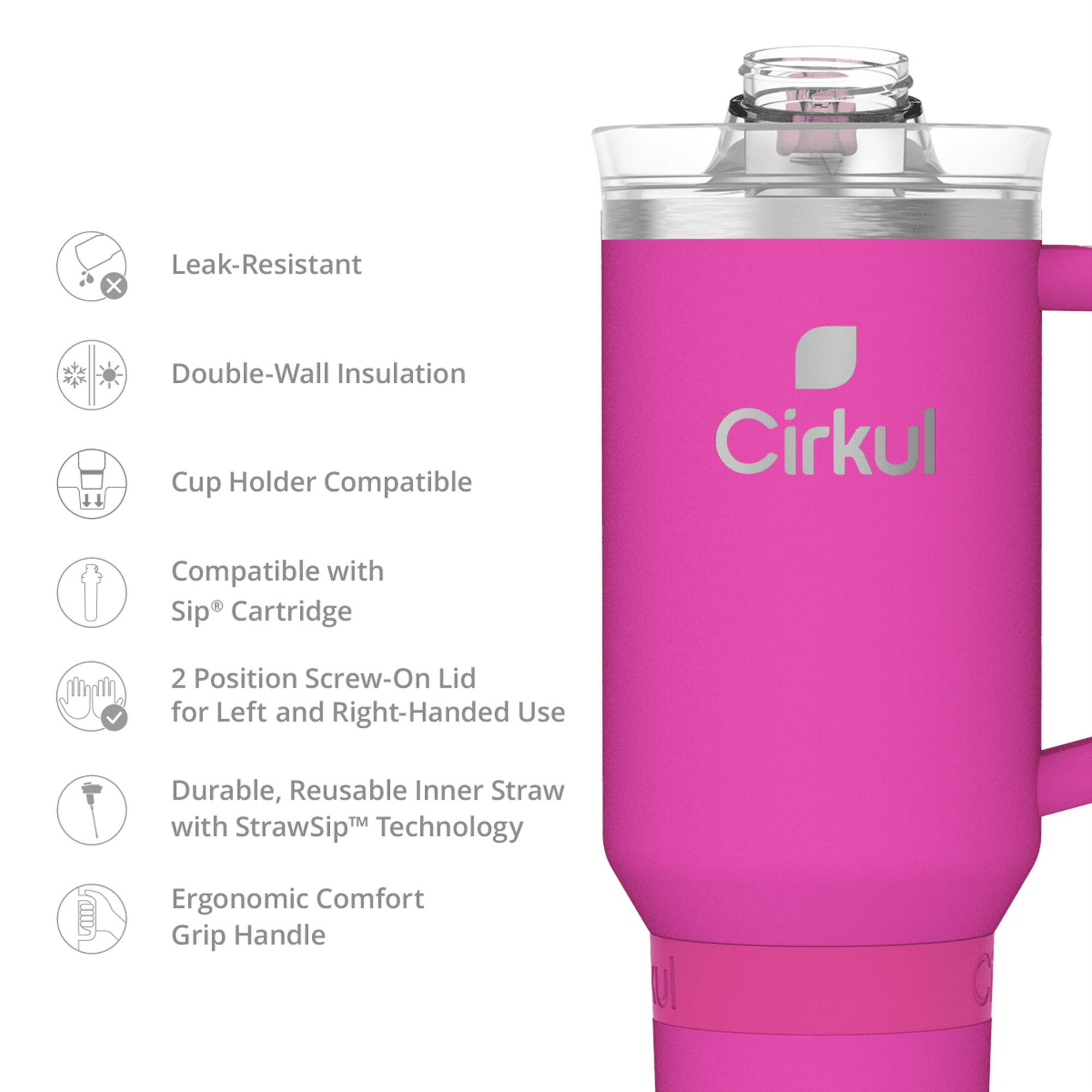 40oz All-Day StrawSip Double-Wall Insulated Stainless Steel Tumbler with Handle, Lilac (Light Purple)