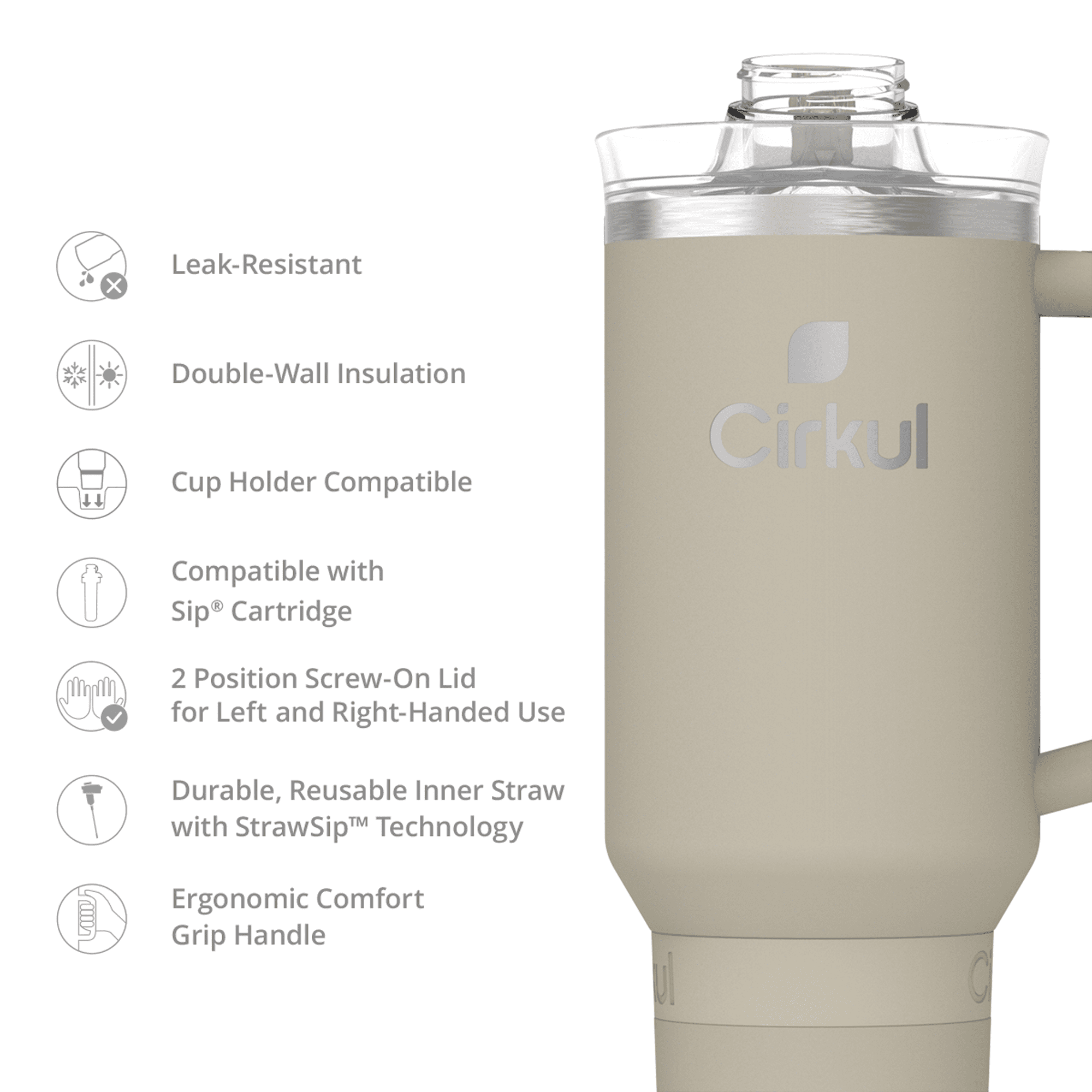40oz All-Day StrawSip Double-Wall Insulated Stainless Steel Tumbler with Handle, Lilac (Light Purple)