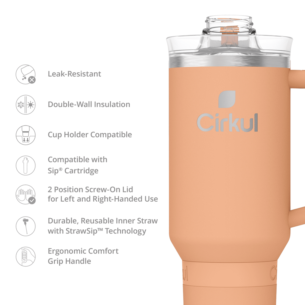 40oz All-Day StrawSip Double-Wall Insulated Stainless Steel Tumbler with Handle, Lilac (Light Purple)