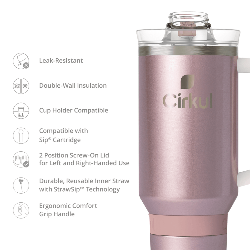 40oz All-Day StrawSip Double-Wall Insulated Stainless Steel Tumbler with Handle, Lilac (Light Purple)