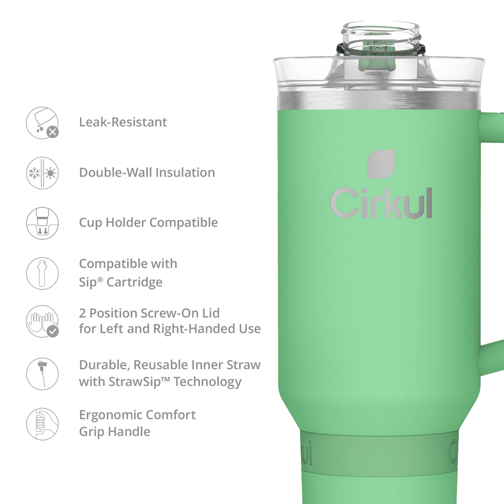 40oz All-Day StrawSip Double-Wall Insulated Stainless Steel Tumbler with Handle, Lilac (Light Purple)