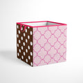 Bacati - Butterflies/Ladybugs Pink/Chocolate Cotton Percale Fabric covered Storage, Small Box, 10 L  x 10 W x 10 H inches