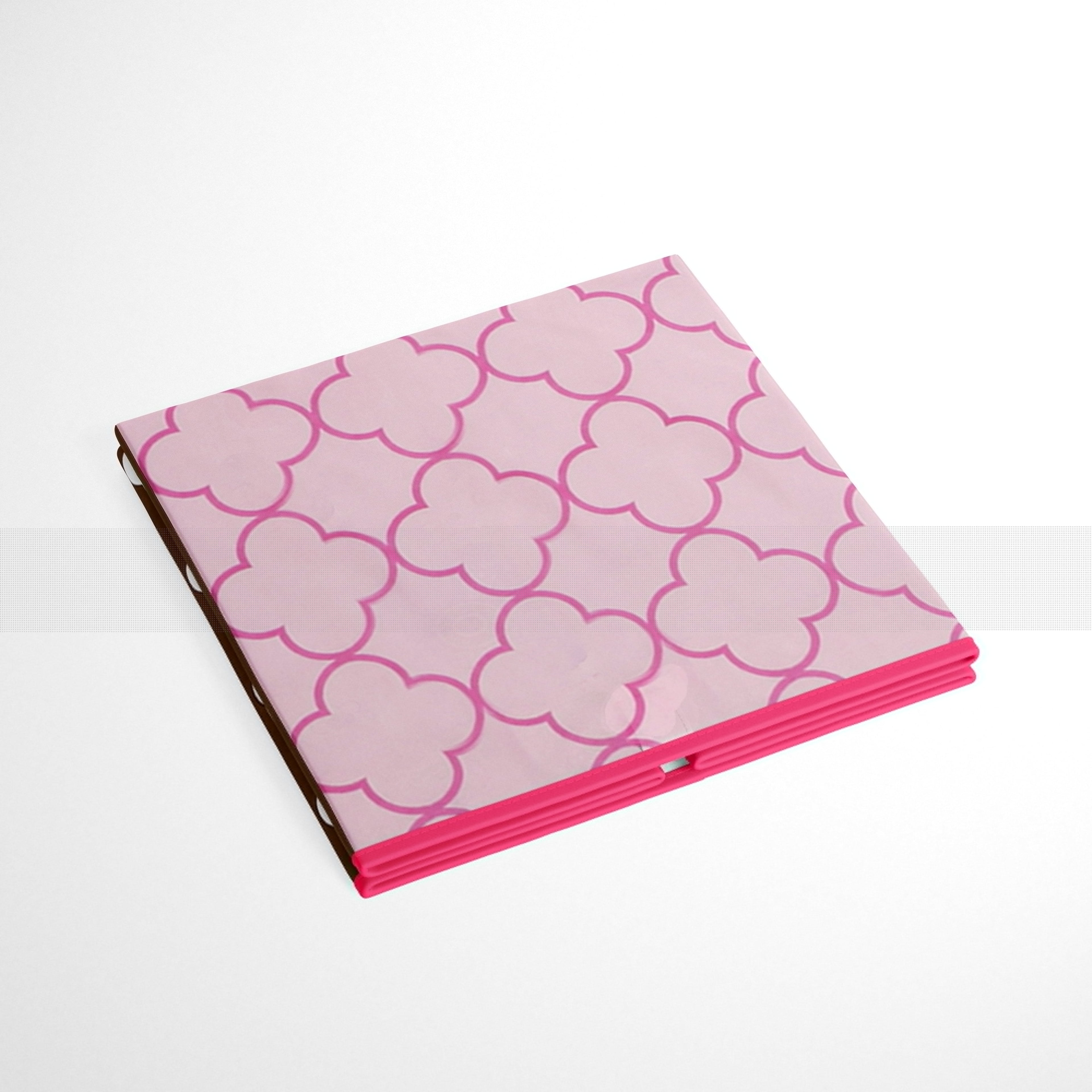 Bacati - Butterflies/Ladybugs Pink/Chocolate Cotton Percale Fabric covered Storage, Small Box, 10 L  x 10 W x 10 H inches