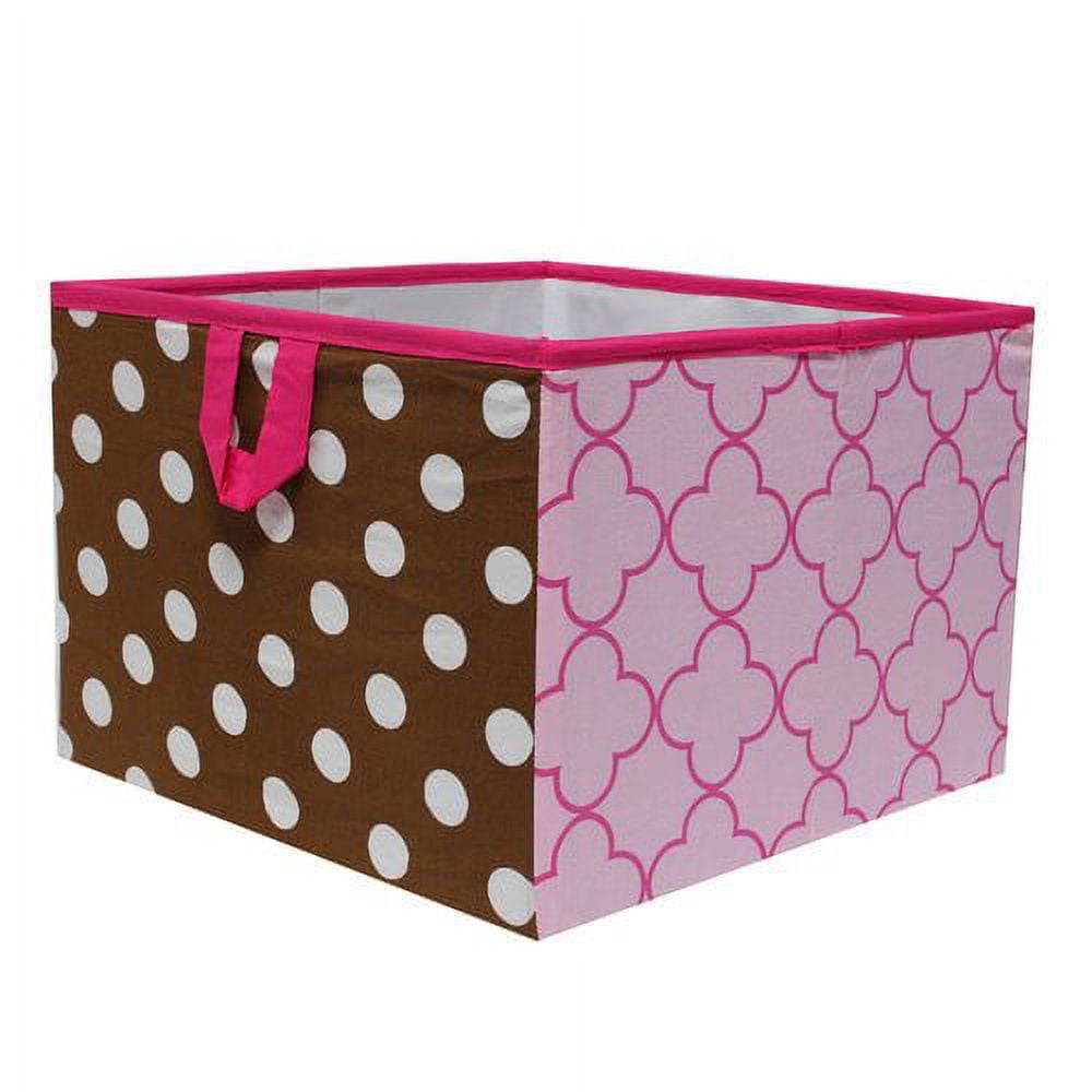Bacati - Butterflies/Ladybugs Pink/Chocolate Cotton Percale Fabric covered Storage, Small Box, 10 L  x 10 W x 10 H inches