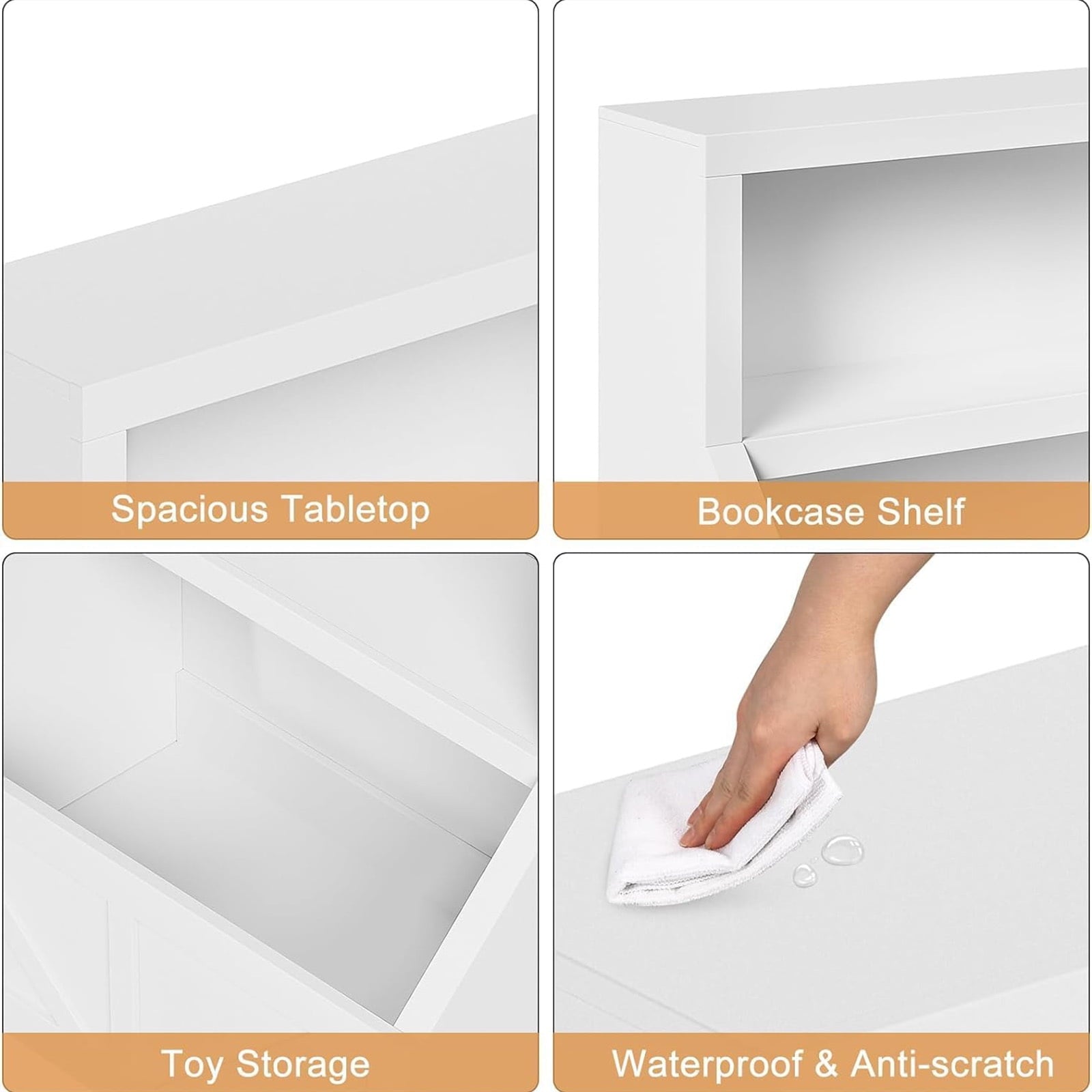 Kids Bookshelf and Toy Storage, 2 Tier Toy Organizer with Storage Cabinet, Toddler 2 Shelf Bookcase for Playroom, Bedroom, Living Room, Classroom, White