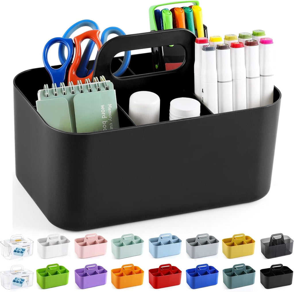Ahot Multiuse Caddy Organizer with Handle - Stackable Plastic Tote Bin - Art Craft Supplies, Office, Desk, Stationery Pen Holder, Kitchen, Utensil, Makeup, Bathroom, Shower, Cleaning, Dorm Organizer