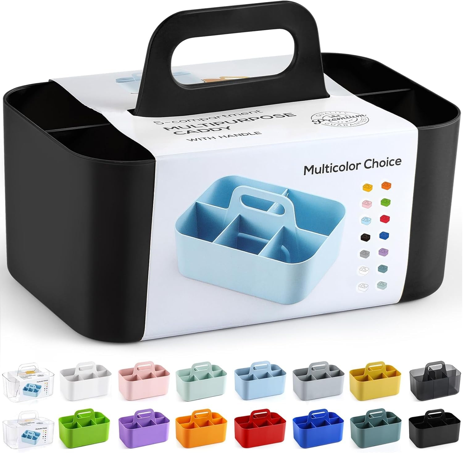 Ahot Multiuse Caddy Organizer with Handle - Stackable Plastic Tote Bin - Art Craft Supplies, Office, Desk, Stationery Pen Holder, Kitchen, Utensil, Makeup, Bathroom, Shower, Cleaning, Dorm Organizer