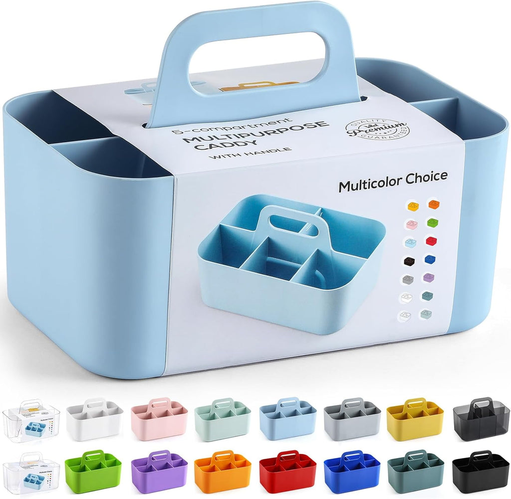 Ahot Multiuse Caddy Organizer with Handle - Stackable Plastic Tote Bin - Art Craft Supplies, Office, Desk, Stationery Pen Holder, Kitchen, Utensil, Makeup, Bathroom, Shower, Cleaning, Dorm Organizer
