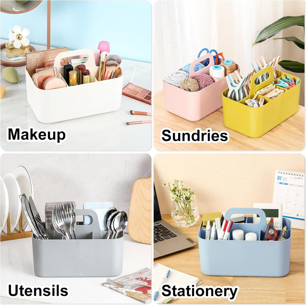 Ahot Multiuse Caddy Organizer with Handle - Stackable Plastic Tote Bin - Art Craft Supplies, Office, Desk, Stationery Pen Holder, Kitchen, Utensil, Makeup, Bathroom, Shower, Cleaning, Dorm Organizer