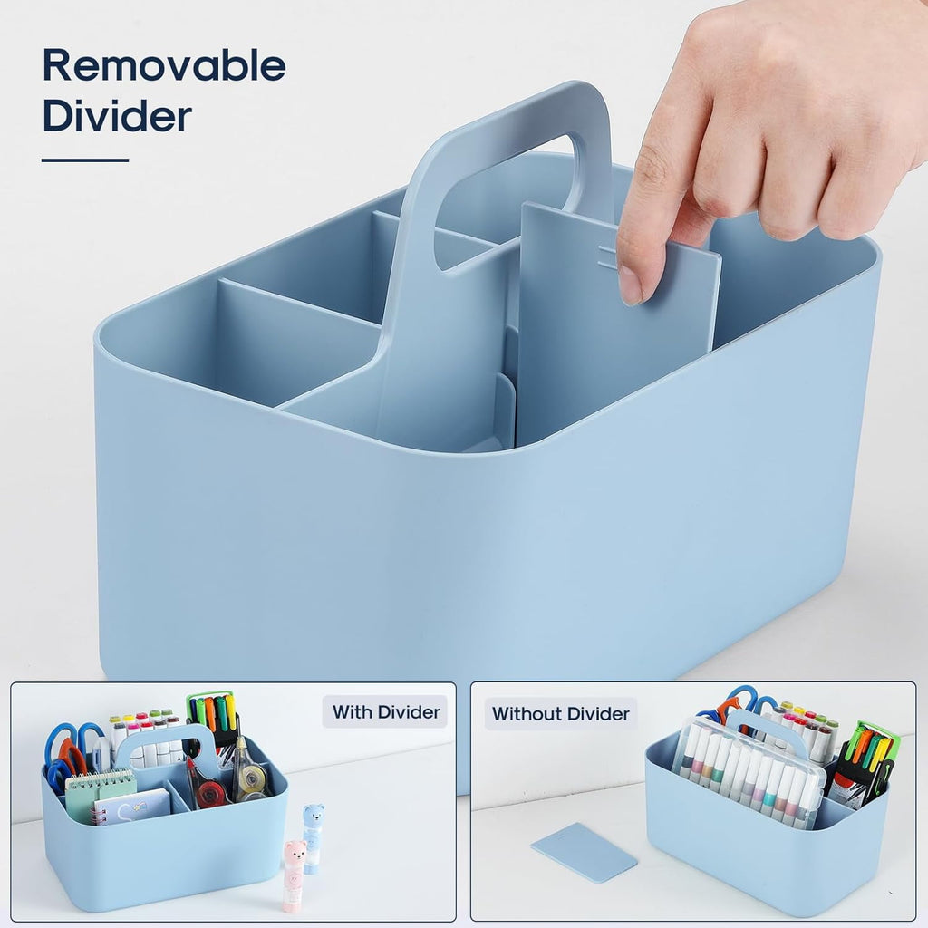 Ahot Multiuse Caddy Organizer with Handle - Stackable Plastic Tote Bin - Art Craft Supplies, Office, Desk, Stationery Pen Holder, Kitchen, Utensil, Makeup, Bathroom, Shower, Cleaning, Dorm Organizer
