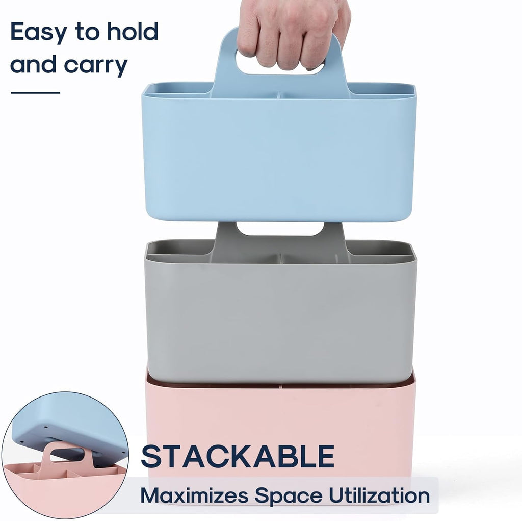 Ahot Multiuse Caddy Organizer with Handle - Stackable Plastic Tote Bin - Art Craft Supplies, Office, Desk, Stationery Pen Holder, Kitchen, Utensil, Makeup, Bathroom, Shower, Cleaning, Dorm Organizer