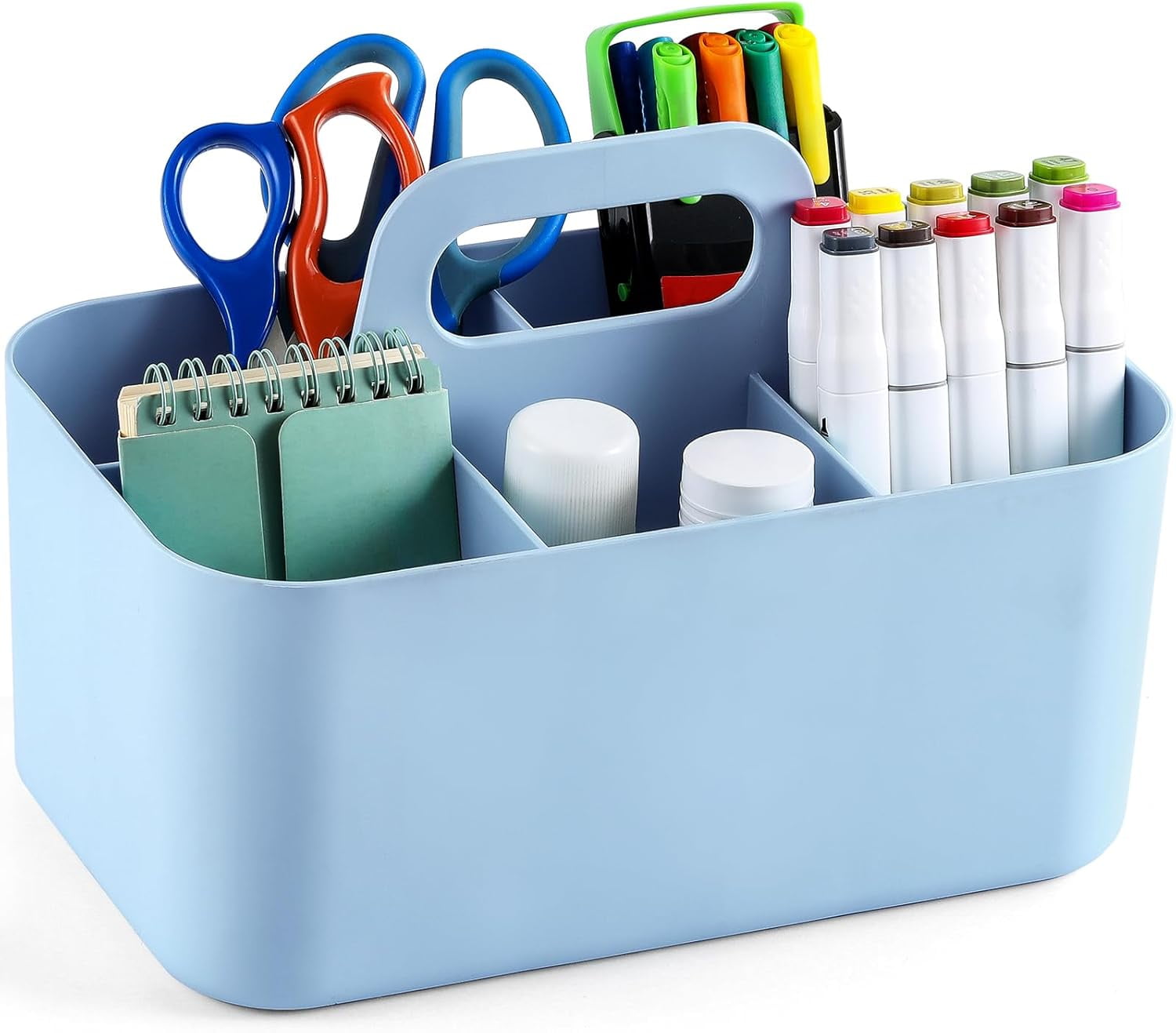 Ahot Multiuse Caddy Organizer with Handle - Stackable Plastic Tote Bin - Art Craft Supplies, Office, Desk, Stationery Pen Holder, Kitchen, Utensil, Makeup, Bathroom, Shower, Cleaning, Dorm Organizer