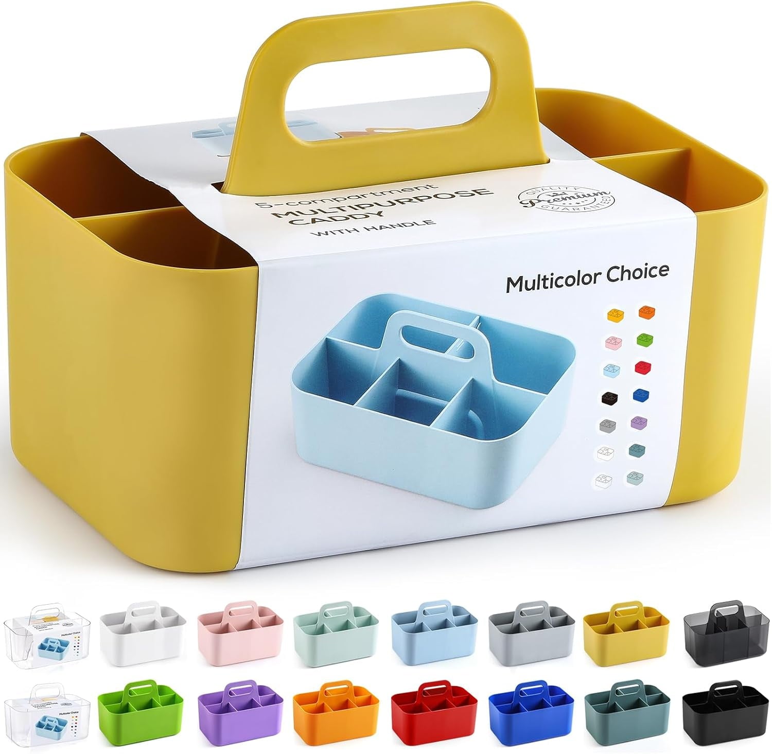 Ahot Multiuse Caddy Organizer with Handle - Stackable Plastic Tote Bin - Art Craft Supplies, Office, Desk, Stationery Pen Holder, Kitchen, Utensil, Makeup, Bathroom, Shower, Cleaning, Dorm Organizer