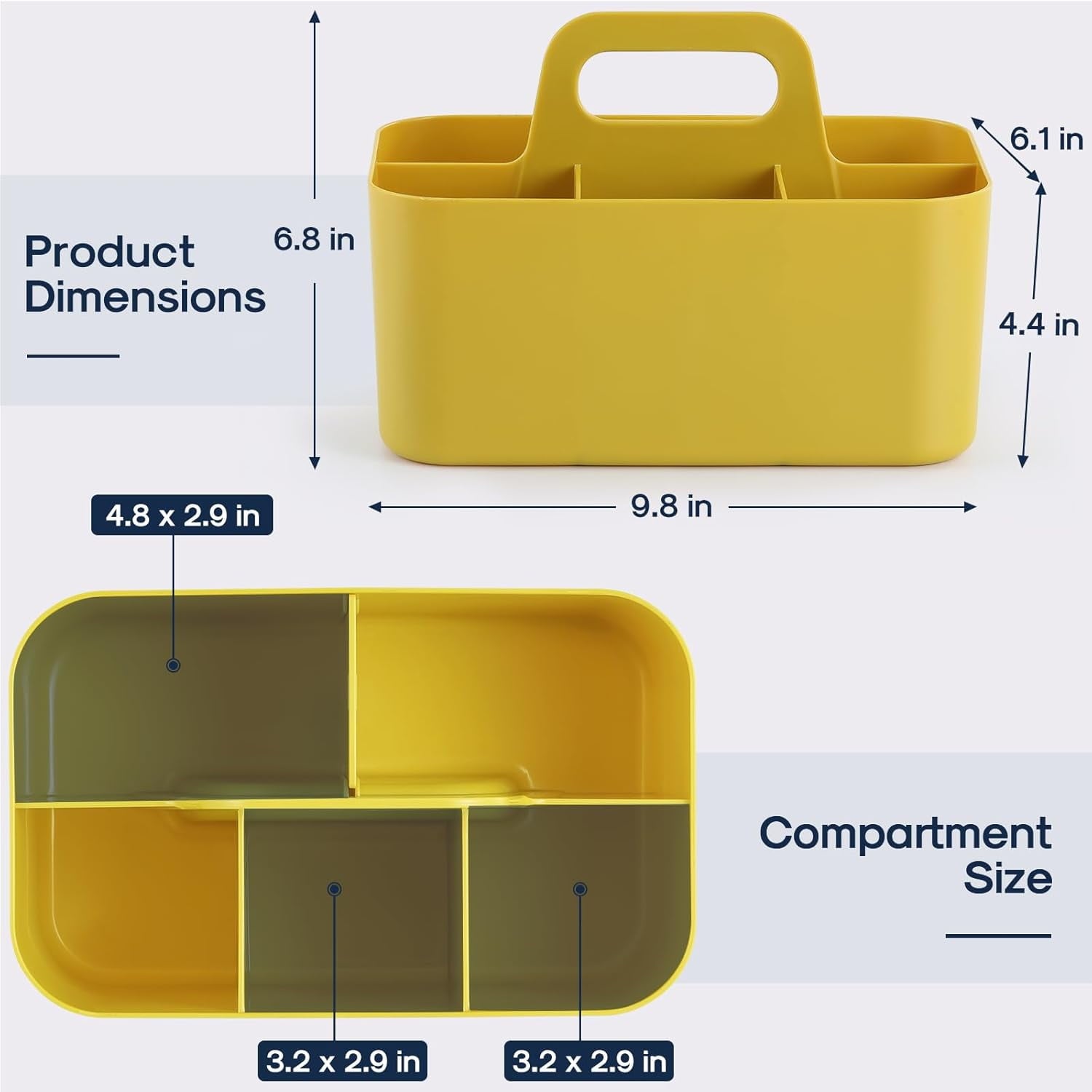 Ahot Multiuse Caddy Organizer with Handle - Stackable Plastic Tote Bin - Art Craft Supplies, Office, Desk, Stationery Pen Holder, Kitchen, Utensil, Makeup, Bathroom, Shower, Cleaning, Dorm Organizer