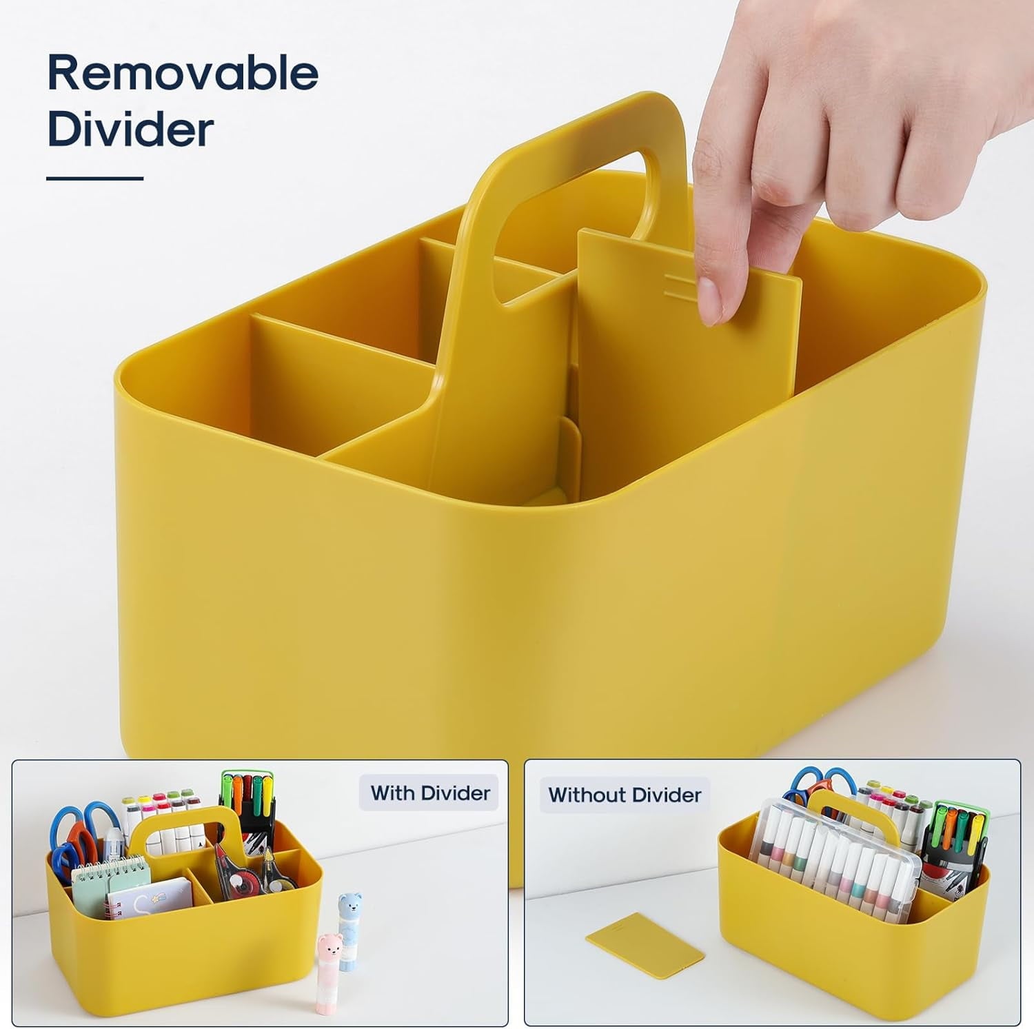 Ahot Multiuse Caddy Organizer with Handle - Stackable Plastic Tote Bin - Art Craft Supplies, Office, Desk, Stationery Pen Holder, Kitchen, Utensil, Makeup, Bathroom, Shower, Cleaning, Dorm Organizer