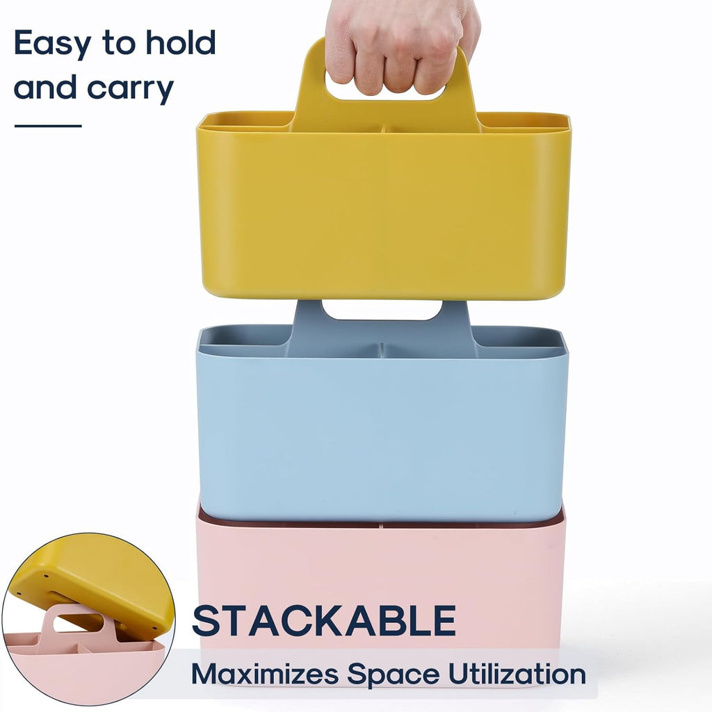 Ahot Multiuse Caddy Organizer with Handle - Stackable Plastic Tote Bin - Art Craft Supplies, Office, Desk, Stationery Pen Holder, Kitchen, Utensil, Makeup, Bathroom, Shower, Cleaning, Dorm Organizer