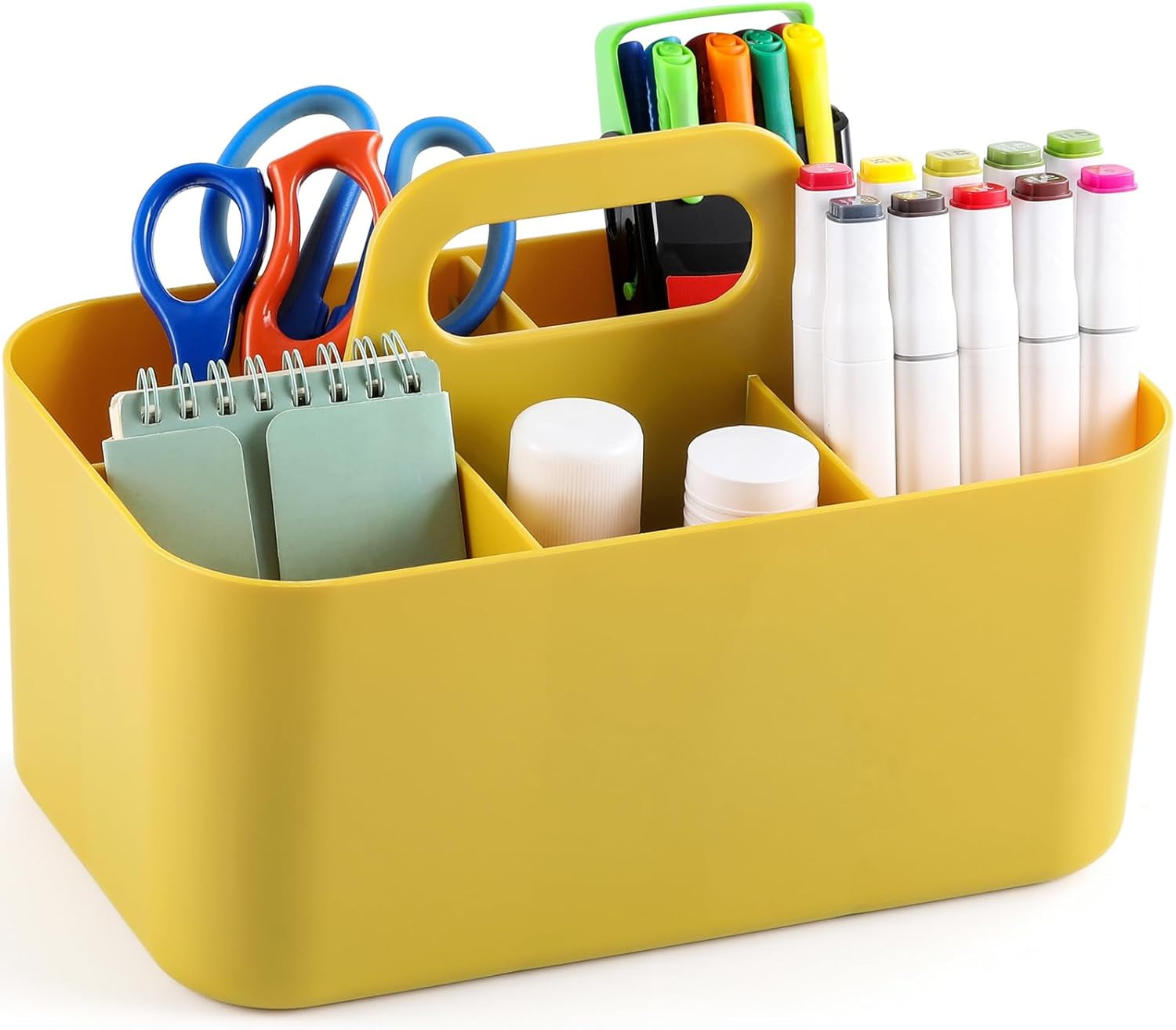 Ahot Multiuse Caddy Organizer with Handle - Stackable Plastic Tote Bin - Art Craft Supplies, Office, Desk, Stationery Pen Holder, Kitchen, Utensil, Makeup, Bathroom, Shower, Cleaning, Dorm Organizer