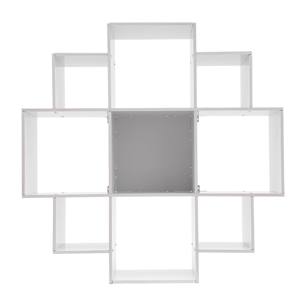 3-Tier Bookcase Wall Mounted Book Shelf Modern Floating Shelf Bookcase with 9 Compartments, Floating Cube Shelves, for Study, Office, Kitchen, Bedroom, and Living Room (White)