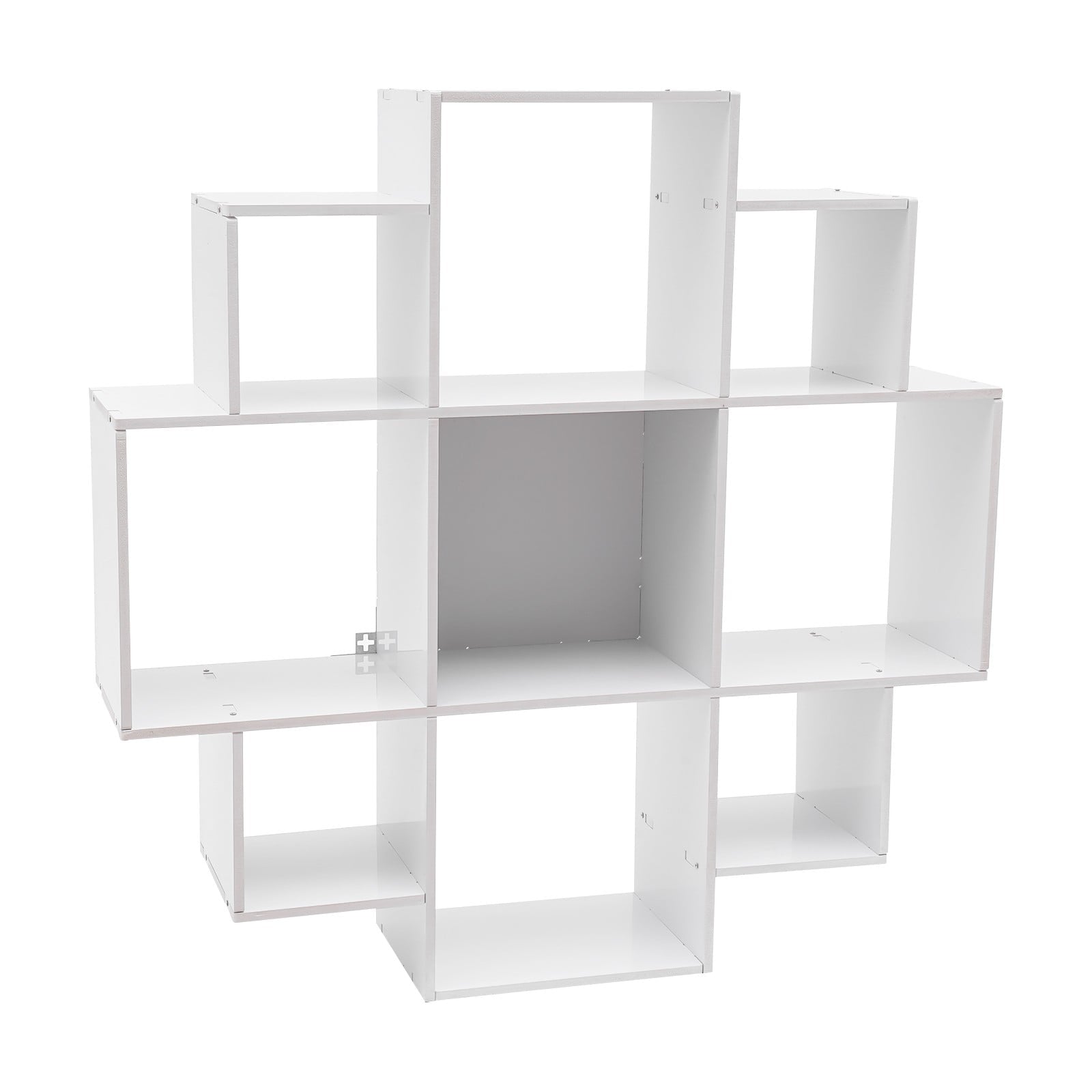 3-Tier Bookcase Wall Mounted Book Shelf Modern Floating Shelf Bookcase with 9 Compartments, Floating Cube Shelves, for Study, Office, Kitchen, Bedroom, and Living Room (White)