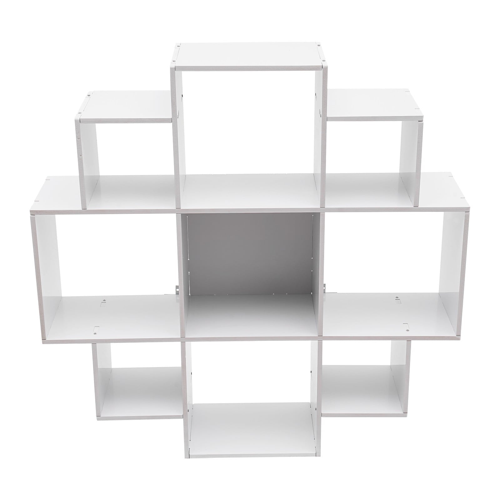 3-Tier Bookcase Wall Mounted Book Shelf Modern Floating Shelf Bookcase with 9 Compartments, Floating Cube Shelves, for Study, Office, Kitchen, Bedroom, and Living Room (White)