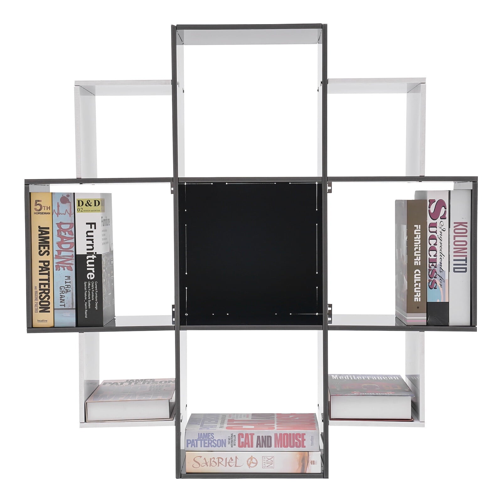 3-Tier Bookcase Wall Mounted Book Shelf Modern Floating Shelf Bookcase with 9 Compartments, Floating Cube Shelves, for Study, Office, Kitchen, Bedroom, and Living Room (White)