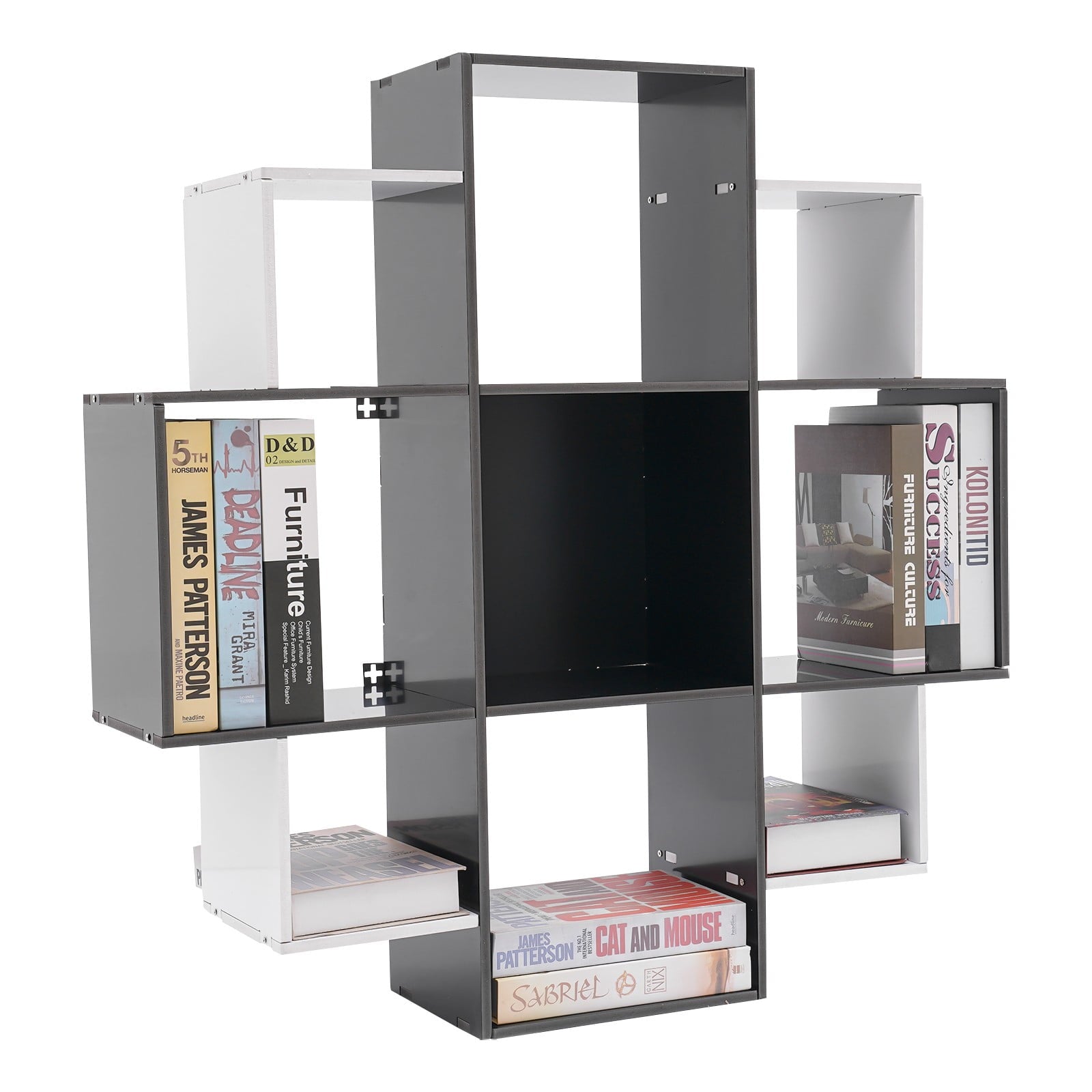 3-Tier Bookcase Wall Mounted Book Shelf Modern Floating Shelf Bookcase with 9 Compartments, Floating Cube Shelves, for Study, Office, Kitchen, Bedroom, and Living Room (White)