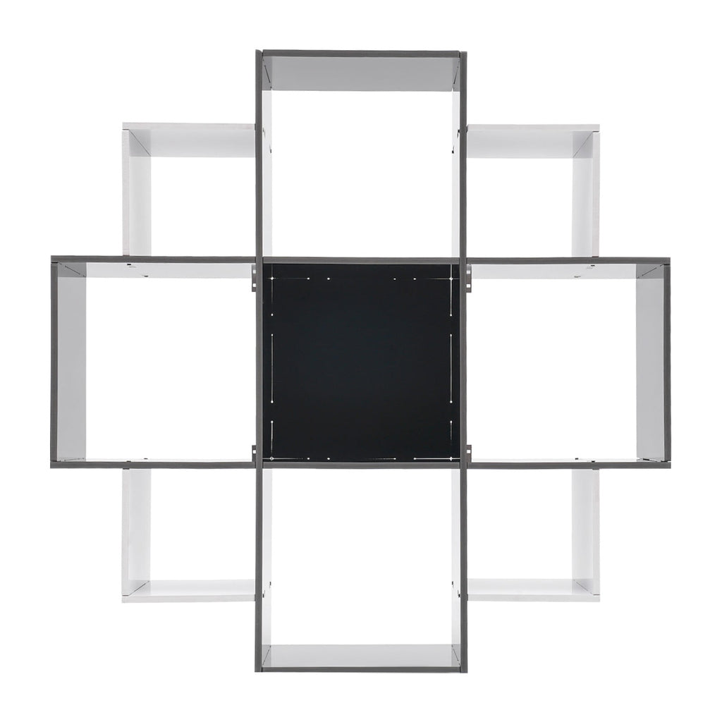3-Tier Bookcase Wall Mounted Book Shelf Modern Floating Shelf Bookcase with 9 Compartments, Floating Cube Shelves, for Study, Office, Kitchen, Bedroom, and Living Room (White)