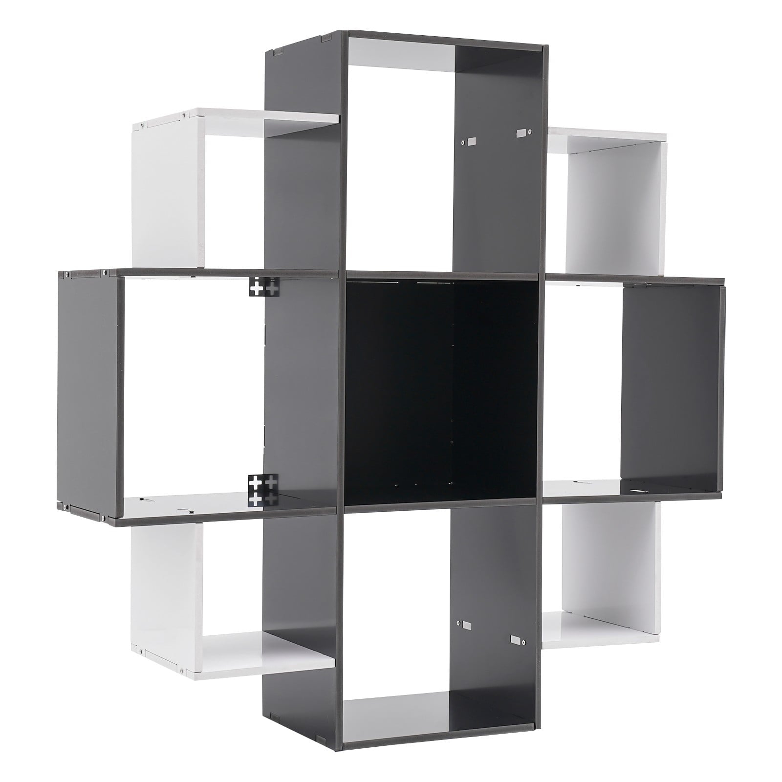 3-Tier Bookcase Wall Mounted Book Shelf Modern Floating Shelf Bookcase with 9 Compartments, Floating Cube Shelves, for Study, Office, Kitchen, Bedroom, and Living Room (White)