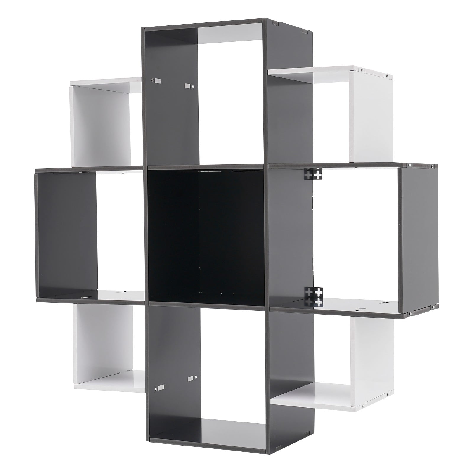 3-Tier Bookcase Wall Mounted Book Shelf Modern Floating Shelf Bookcase with 9 Compartments, Floating Cube Shelves, for Study, Office, Kitchen, Bedroom, and Living Room (White)