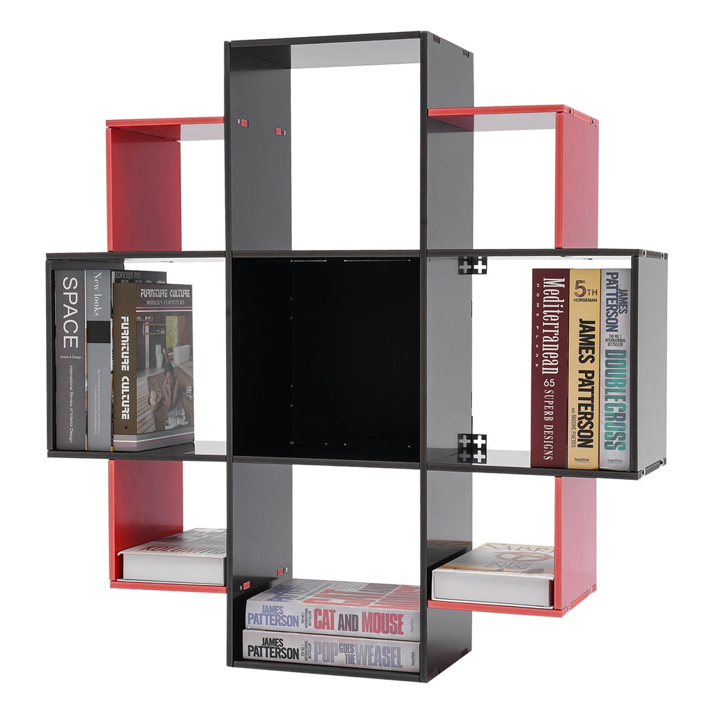 3-Tier Bookcase Wall Mounted Book Shelf Modern Floating Shelf Bookcase with 9 Compartments, Floating Cube Shelves, for Study, Office, Kitchen, Bedroom, and Living Room (White)