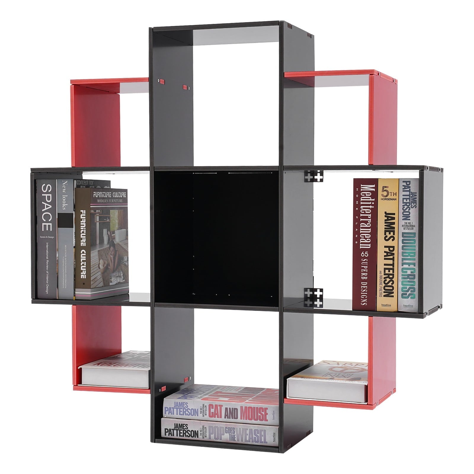 3-Tier Bookcase Wall Mounted Book Shelf Modern Floating Shelf Bookcase with 9 Compartments, Floating Cube Shelves, for Study, Office, Kitchen, Bedroom, and Living Room (White)