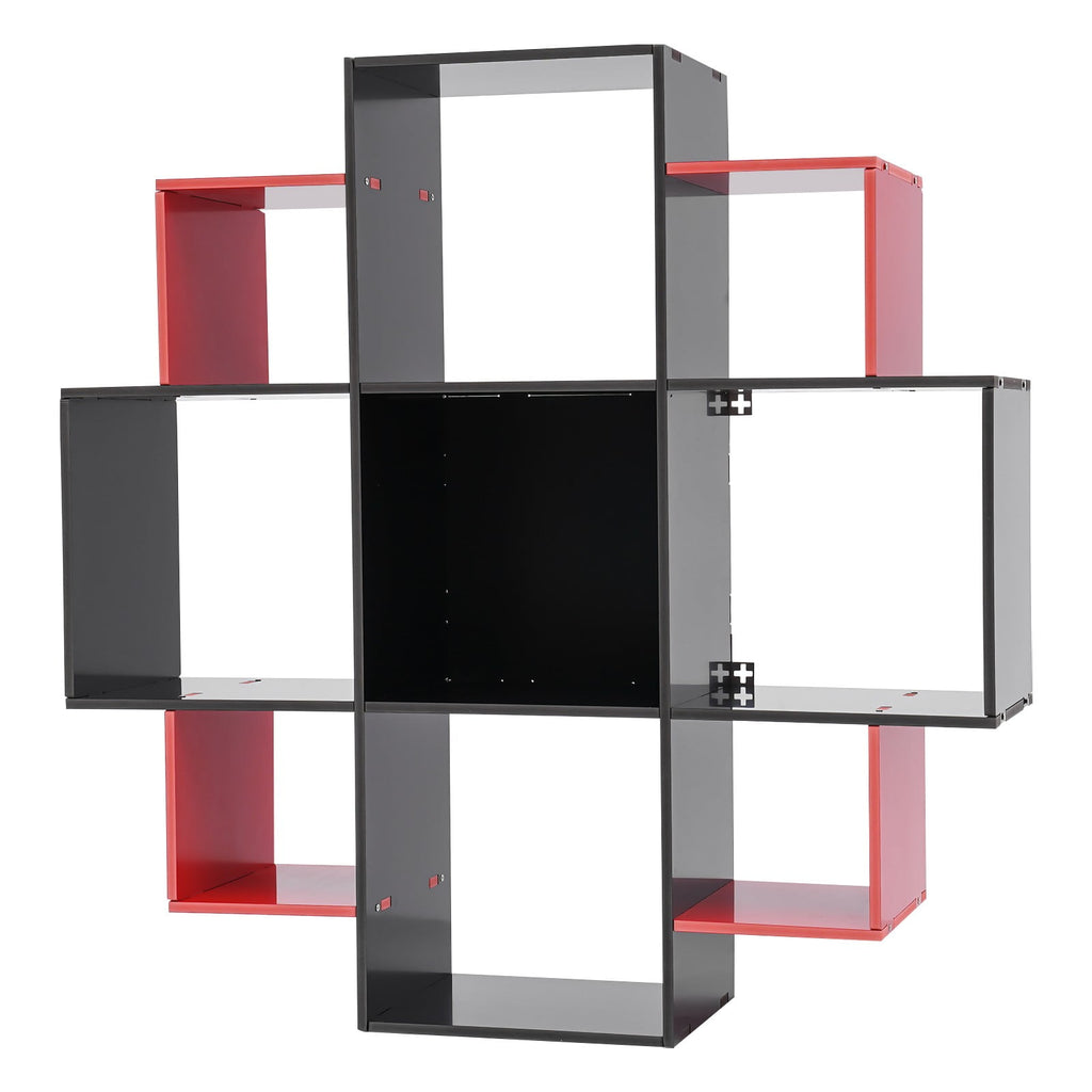 3-Tier Bookcase Wall Mounted Book Shelf Modern Floating Shelf Bookcase with 9 Compartments, Floating Cube Shelves, for Study, Office, Kitchen, Bedroom, and Living Room (White)
