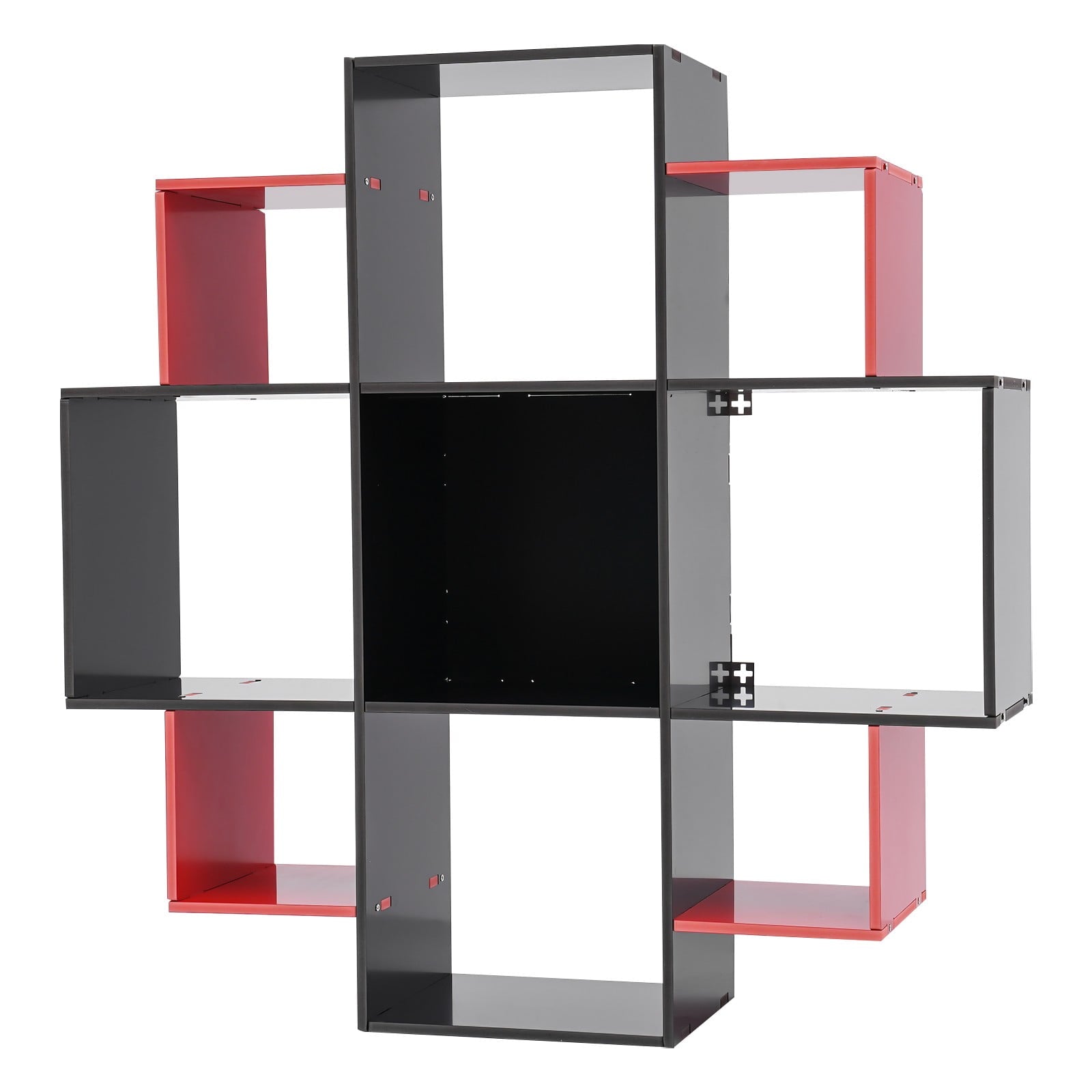 3-Tier Bookcase Wall Mounted Book Shelf Modern Floating Shelf Bookcase with 9 Compartments, Floating Cube Shelves, for Study, Office, Kitchen, Bedroom, and Living Room (White)