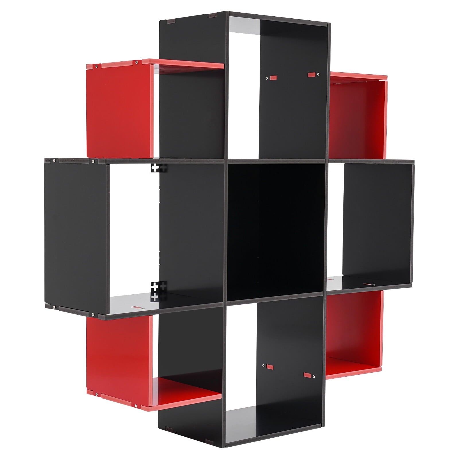 3-Tier Bookcase Wall Mounted Book Shelf Modern Floating Shelf Bookcase with 9 Compartments, Floating Cube Shelves, for Study, Office, Kitchen, Bedroom, and Living Room (White)