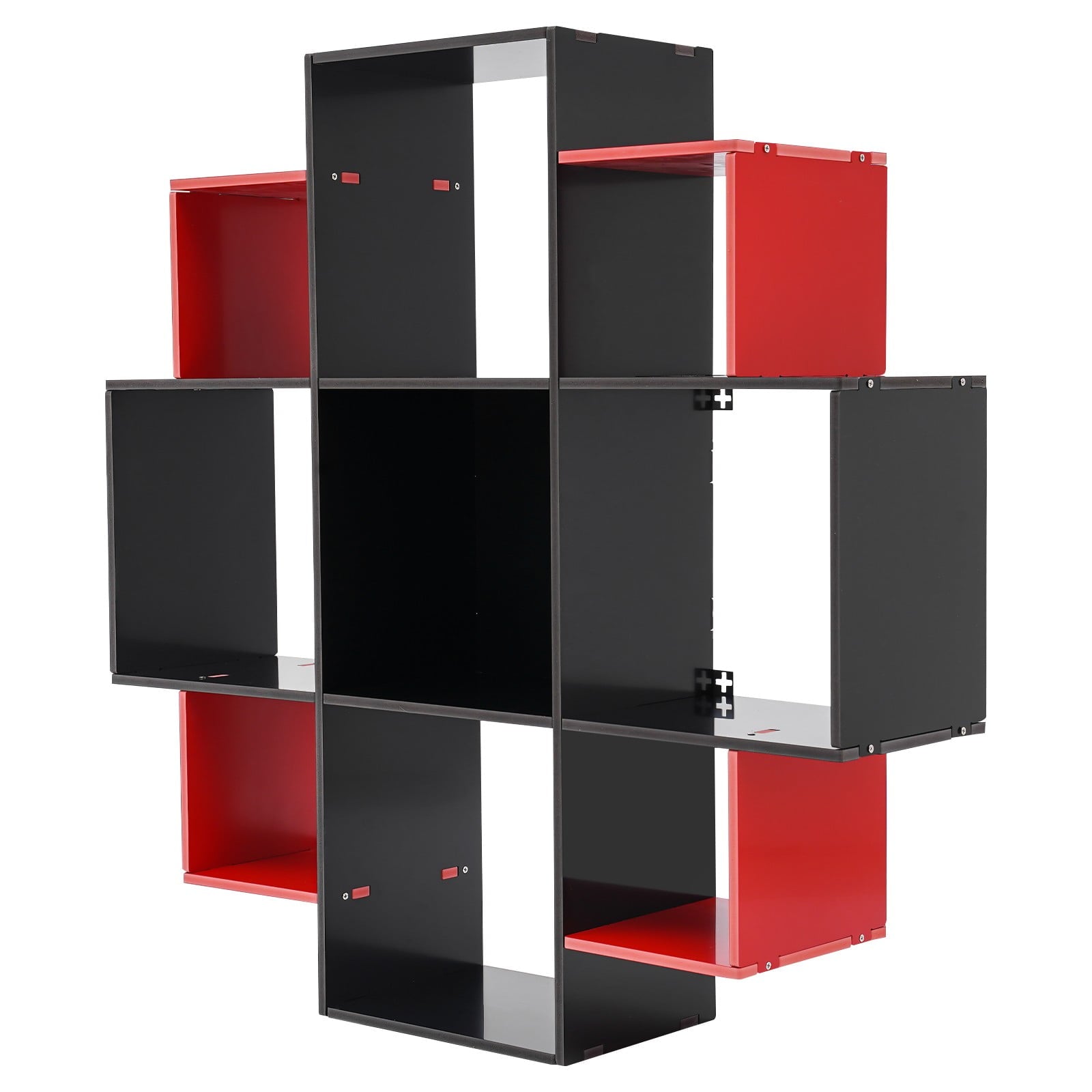 3-Tier Bookcase Wall Mounted Book Shelf Modern Floating Shelf Bookcase with 9 Compartments, Floating Cube Shelves, for Study, Office, Kitchen, Bedroom, and Living Room (White)