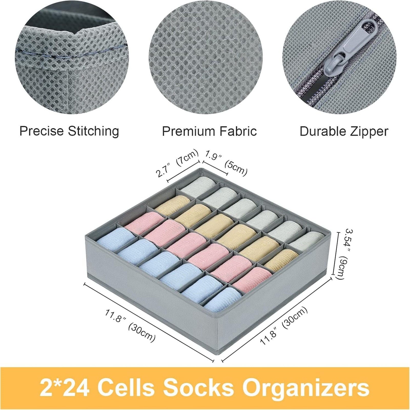 None Sock Drawer Organizer, 24 Cell Closet Organizers and Storage Organizer Sock Holders Organizers, Underwear Storage Boxes, Storage Organizer Sock Holders Organizers for Storing Socks, Ties, Belts