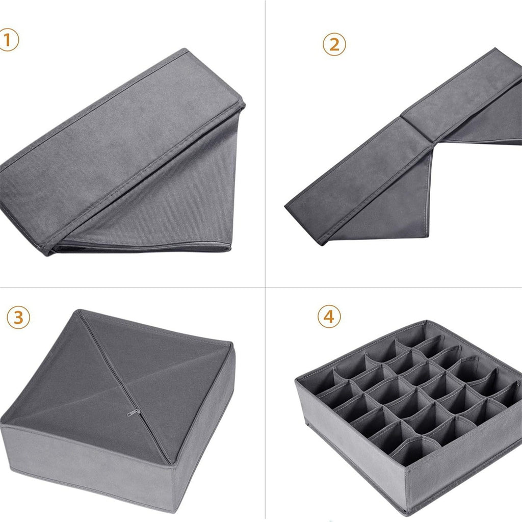 None Sock Drawer Organizer, 24 Cell Closet Organizers and Storage Organizer Sock Holders Organizers, Underwear Storage Boxes, Storage Organizer Sock Holders Organizers for Storing Socks, Ties, Belts