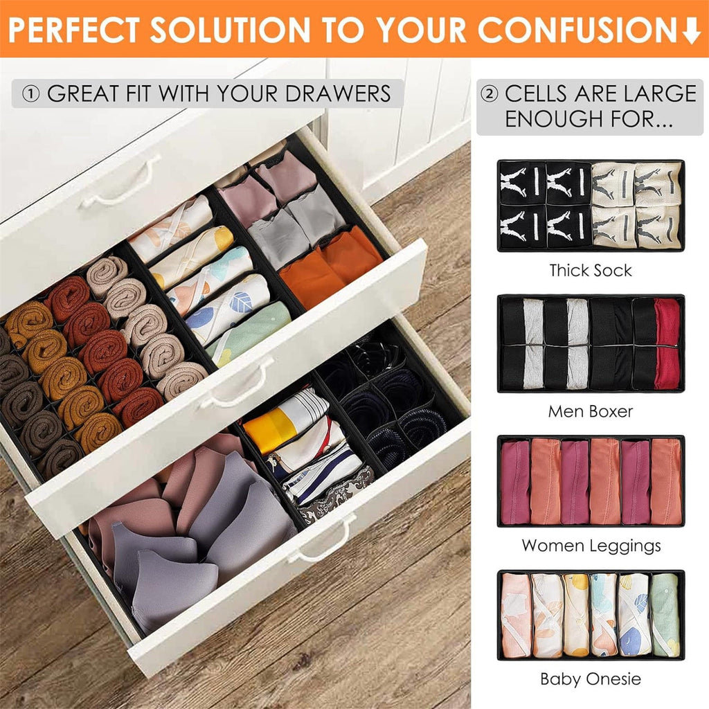 None Sock Drawer Organizer, 24 Cell Closet Organizers and Storage Organizer Sock Holders Organizers, Underwear Storage Boxes, Storage Organizer Sock Holders Organizers for Storing Socks, Ties, Belts