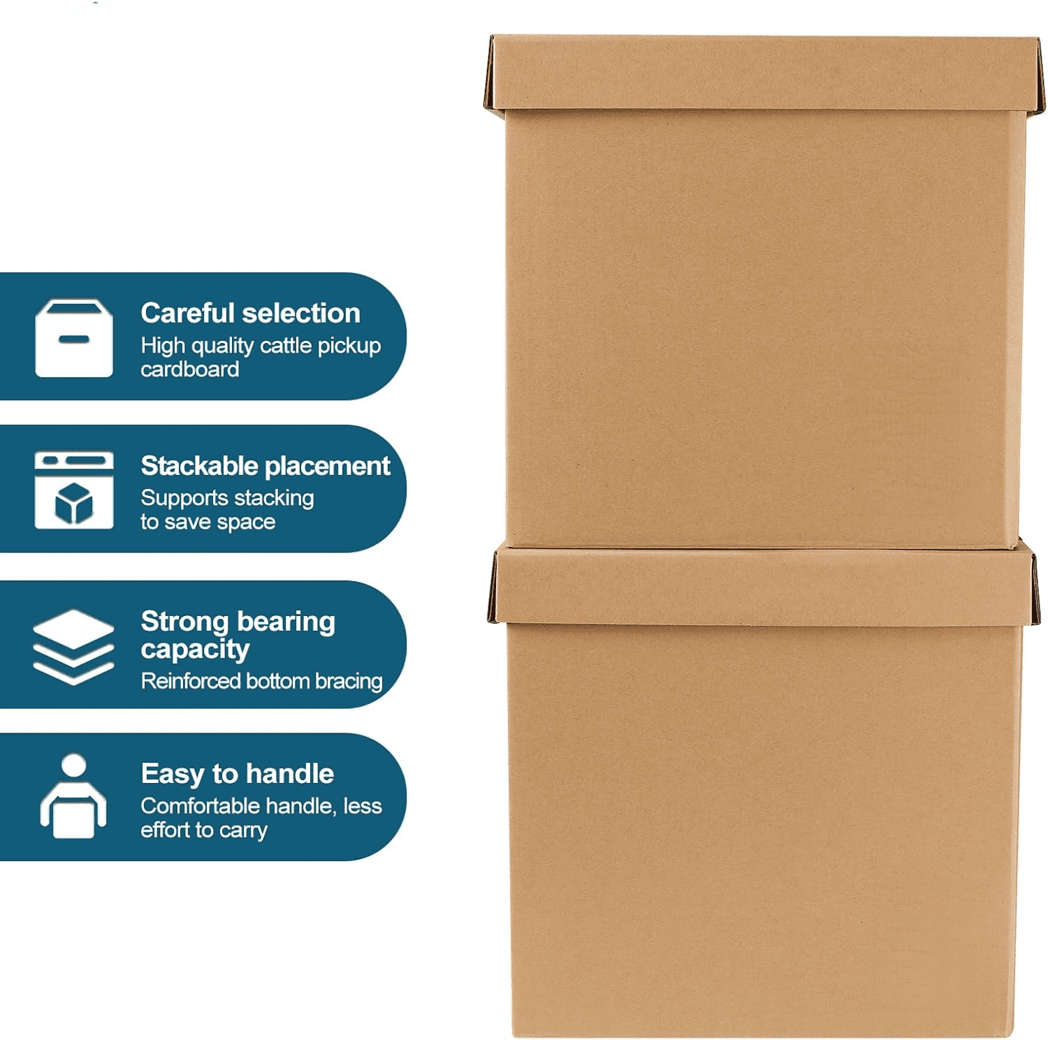 Vinyl Record Storage Box - Moving Box with Handles and Lids - Sturdy Cardboard Crate for Vinyl storage - Holds Up to 60 Records or LPs - Set of 4 Boxes (Kraft)