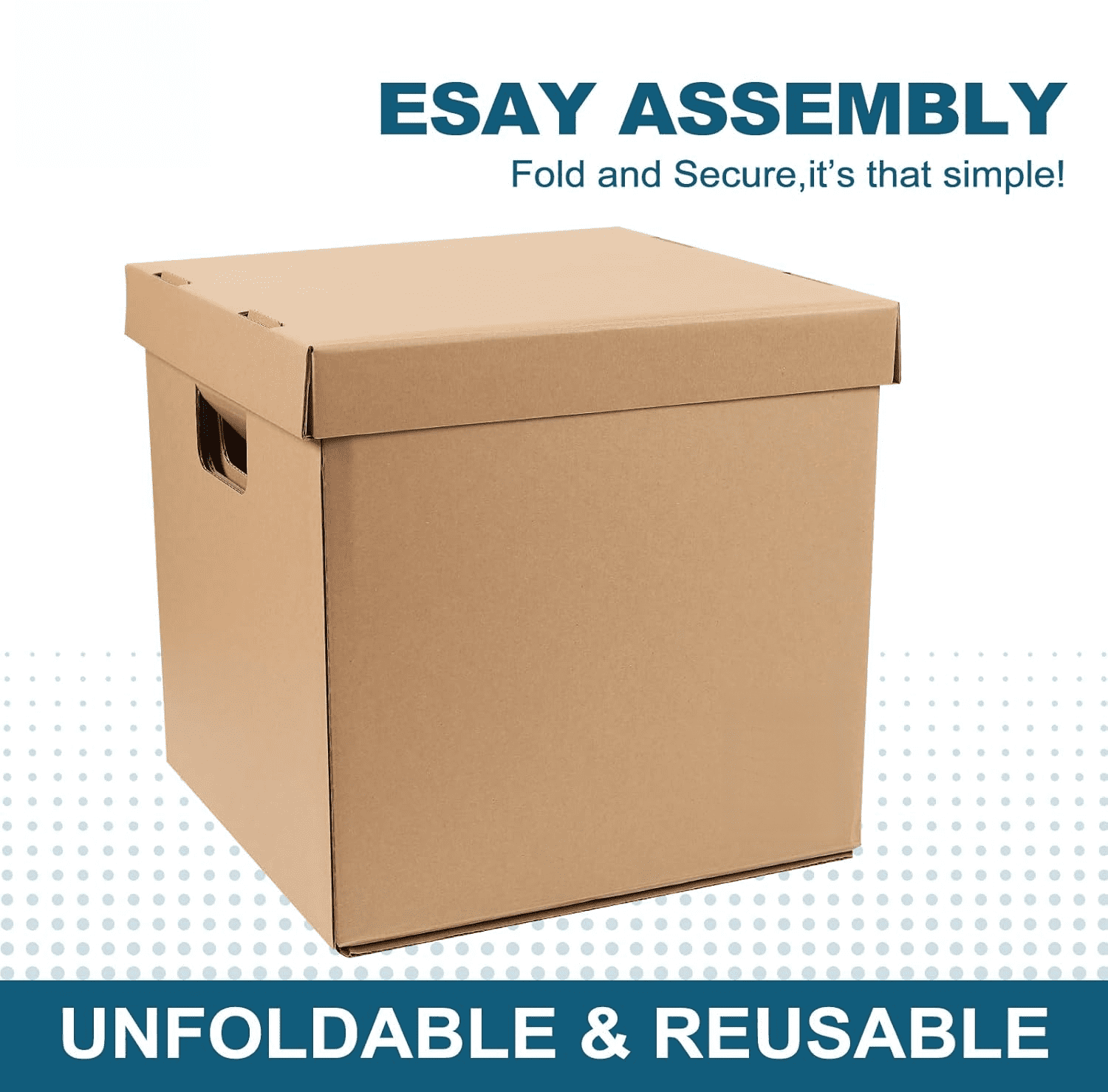 Vinyl Record Storage Box - Moving Box with Handles and Lids - Sturdy Cardboard Crate for Vinyl storage - Holds Up to 60 Records or LPs - Set of 4 Boxes (Kraft)