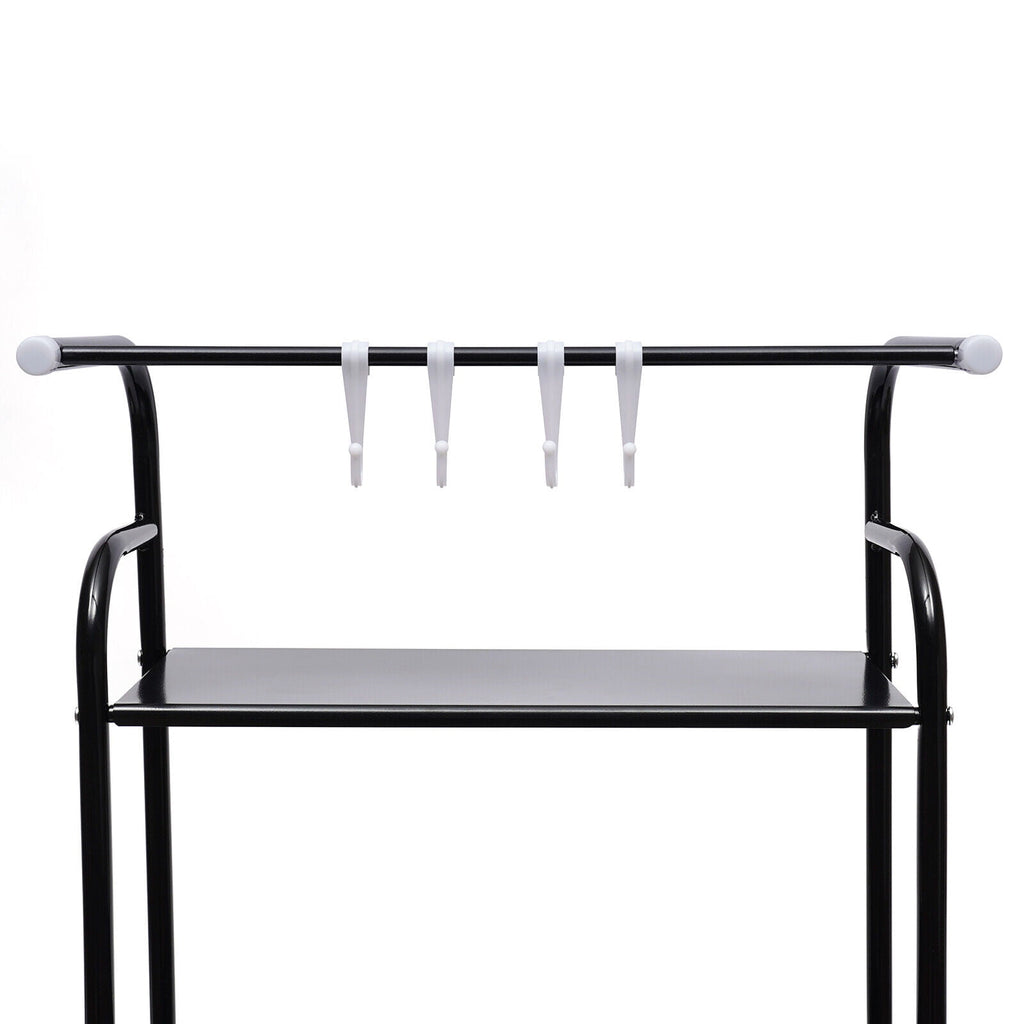 4-Tier Over The Toilet Storage Rack, Freestanding Bathroom Over Toilet Shelf Organizer Rack 63.2in Black