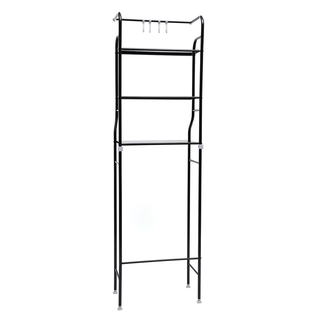 4-Tier Over The Toilet Storage Rack, Freestanding Bathroom Over Toilet Shelf Organizer Rack 63.2in Black